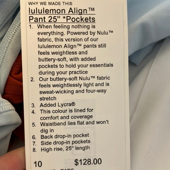 NWT Lululemon Align Pants Pocketed High Rise Tight 25” - Picture 7 of 7